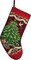 Xmas Tree Embroidered Christmas Stocking, 18-inch Length, Poly and Cotton Velvet, Holiday Seasonal Decoration